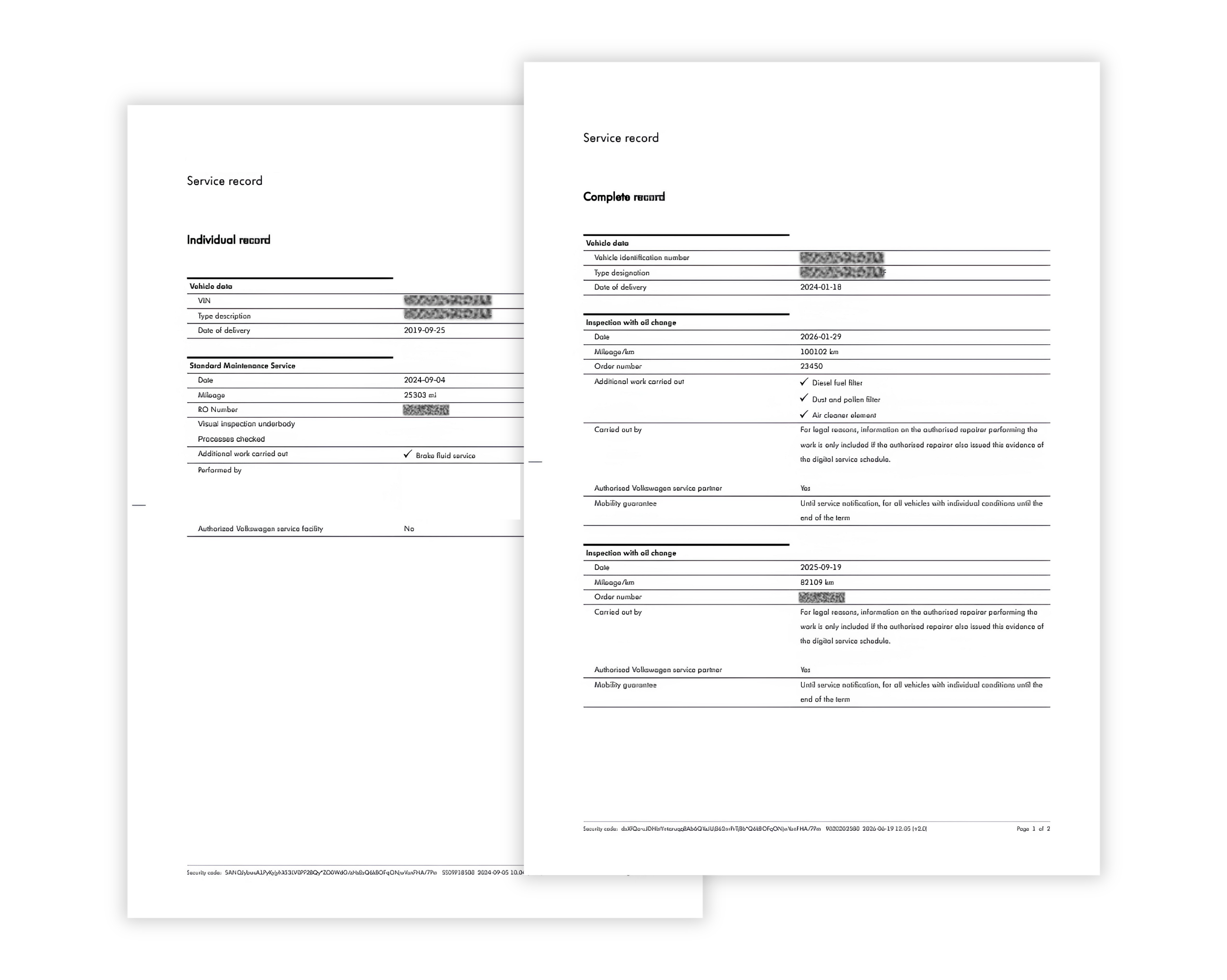 Screenshot of a vehicle service record webpage listing maintenance history for Hyundai, including service dates, mileage, and work performed at each visit.