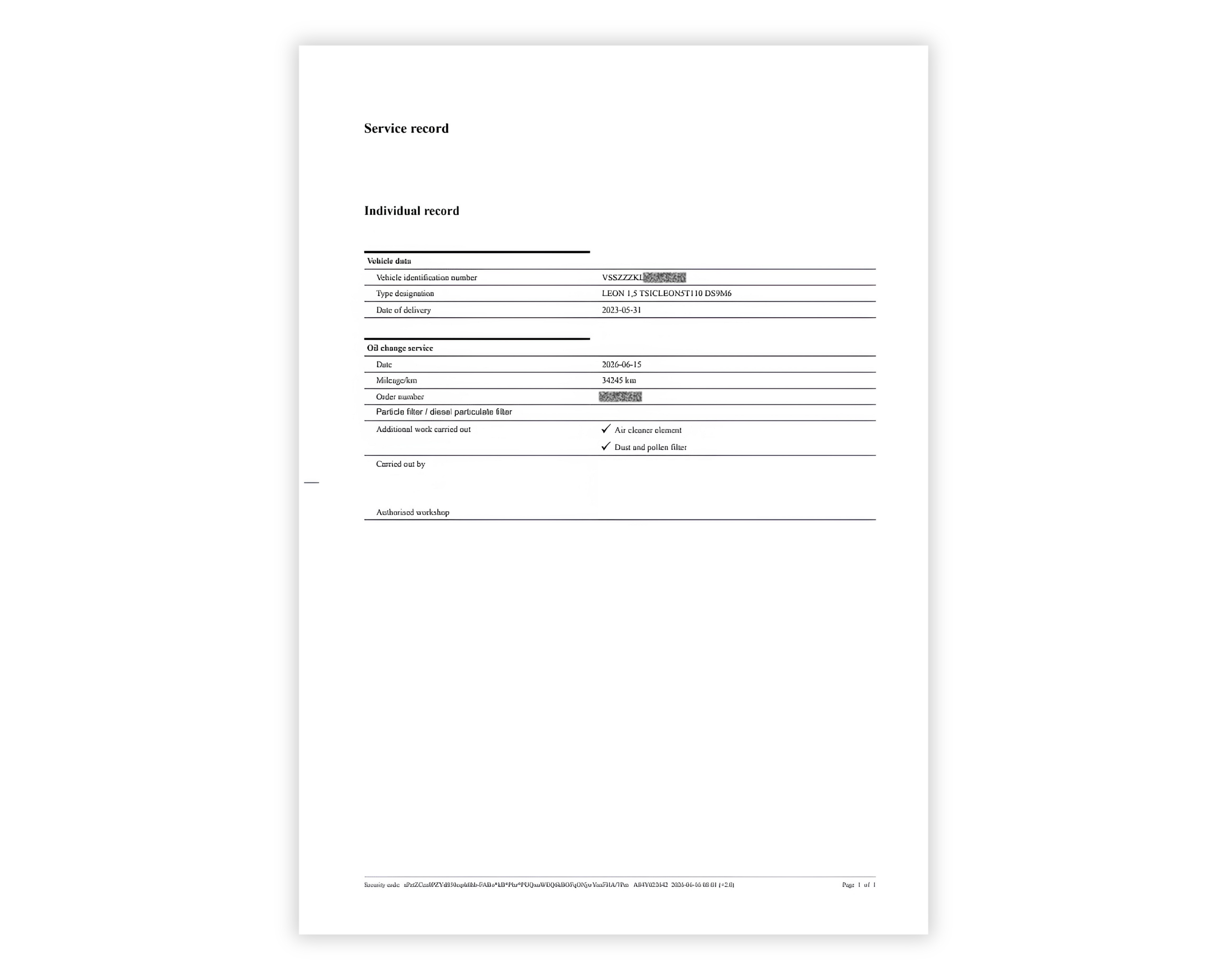Screenshot of a vehicle service record webpage listing maintenance history for Seat, including service dates, mileage, and work performed at each visit.